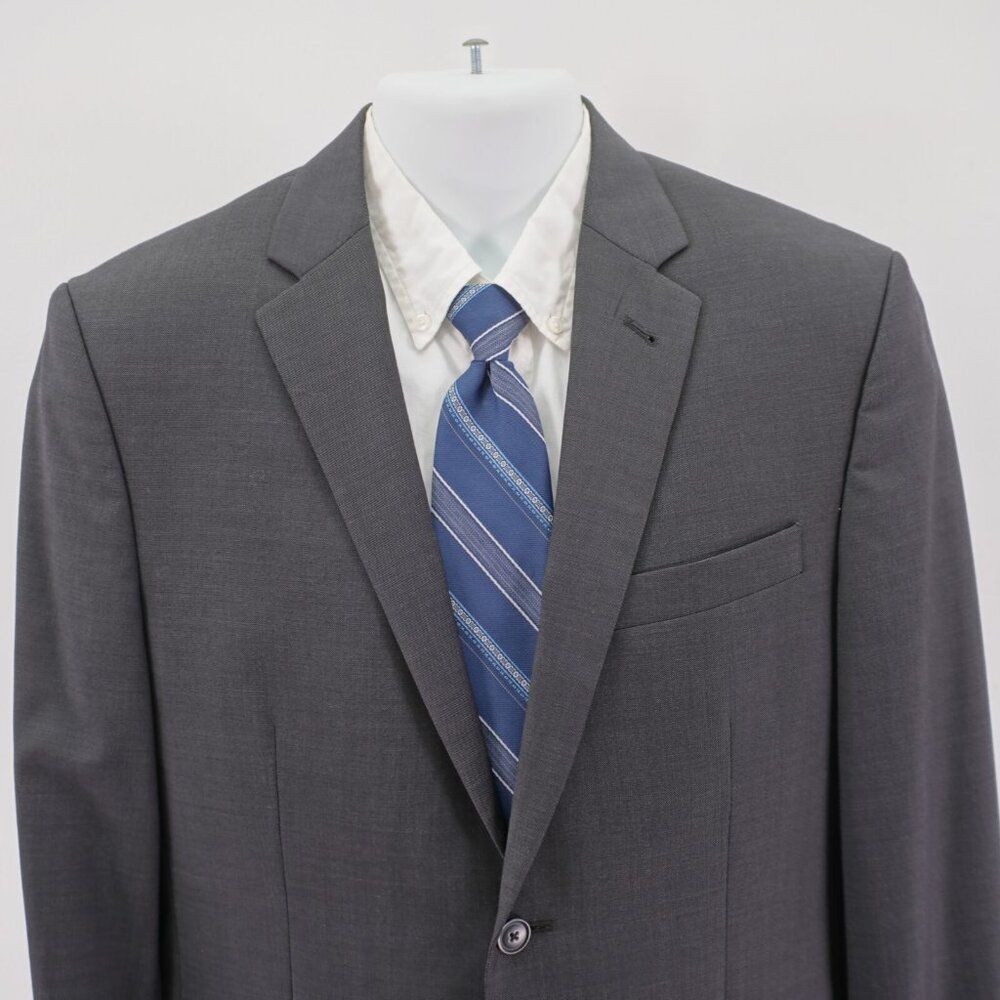 Joe Joseph Abboud Super 120s Wool Gray Birdseye 2 Button Suit Jacket 38S Tag 40S